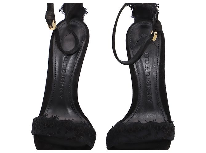 Burberry Polesden 120 Sandali Platform con Laccio in Pelle Scamosciata Nera Nero - vista 7