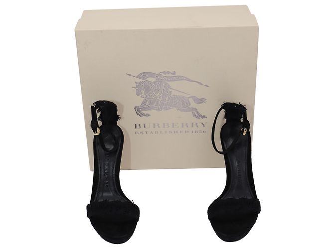 Burberry Polesden 120 Sandali Platform con Laccio in Pelle Scamosciata Nera Nero - vista 8