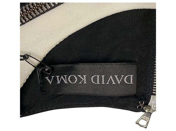 Abito midi David Koma con maniche a contrasto e zip in acetato nero - vista 8
