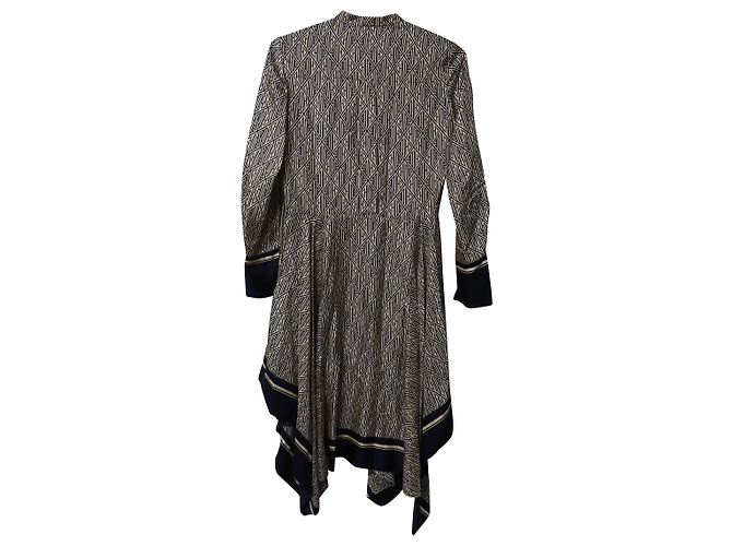 Chloé Vestido Chloe Logo Estampado em Seda Bege Marrom - vista 4