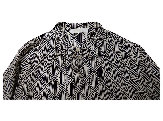 Chloé Vestido Chloe Logo Estampado em Seda Bege Marrom - vista 6