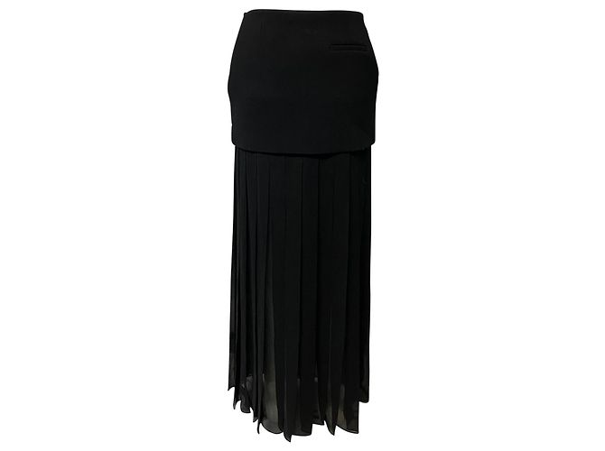 Falda larga plisada Vera Wang en acetato negro - vista 2