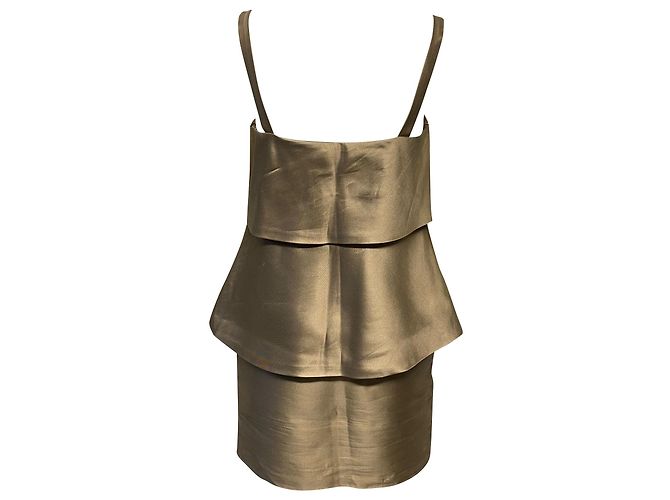 Moschino Rüschenkleid aus beiger Seide Braun - Ansicht 2