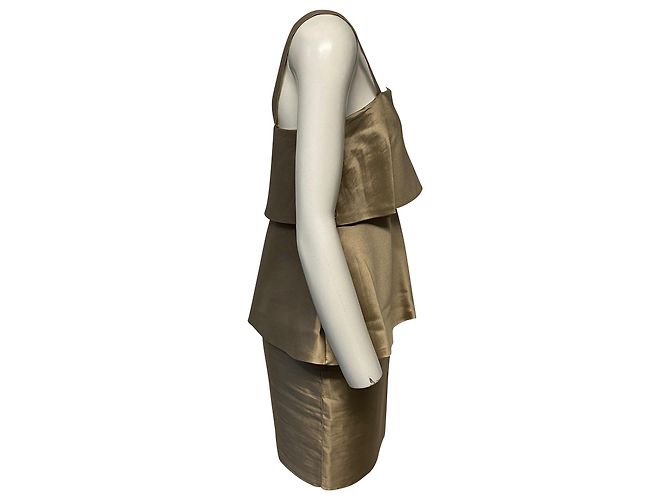 Moschino Rüschenkleid aus beiger Seide Braun - Ansicht 3