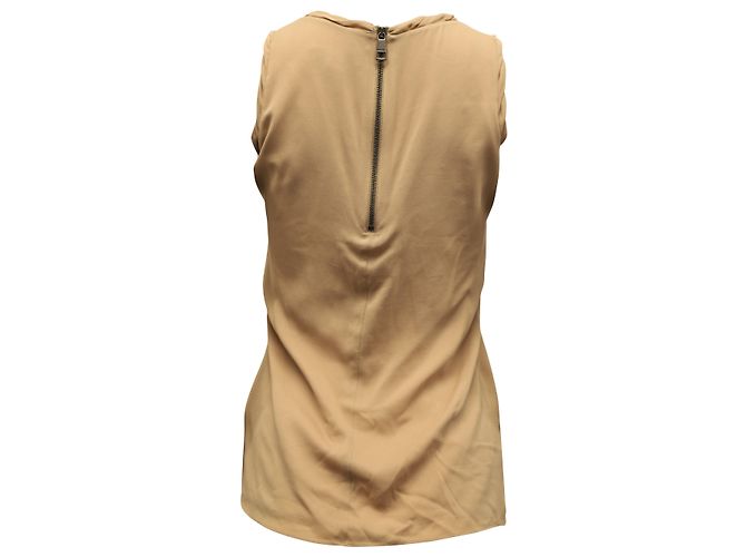 Blusa sin mangas Burberry en seda beige Castaño Carne - vista 2