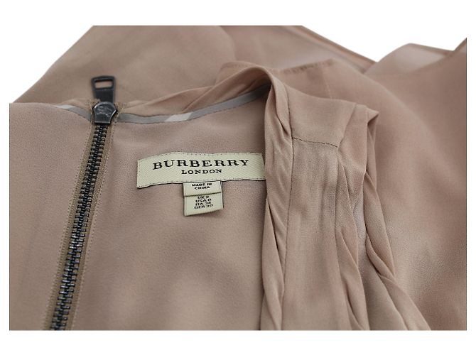 Blusa sin mangas Burberry en seda beige Castaño Carne - vista 4