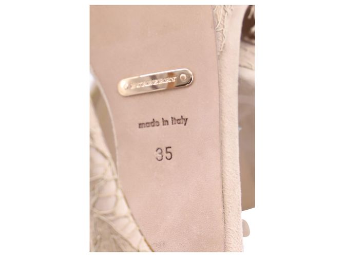 Burberry Polesden 120 Sandali Platform con Pizzo in Pelle Scamosciata Nude - vista 6
