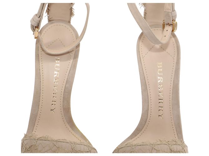 Burberry Polesden 120 Sandali Platform con Pizzo in Pelle Scamosciata Nude - vista 7
