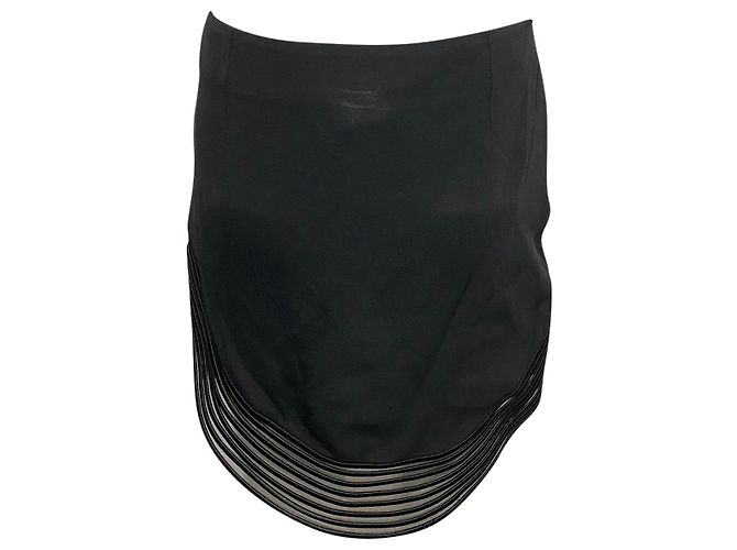 Stella Mc Cartney Stella McCartney Saia Rib Wave Pipe em Seda Artificial Preto - vista 2