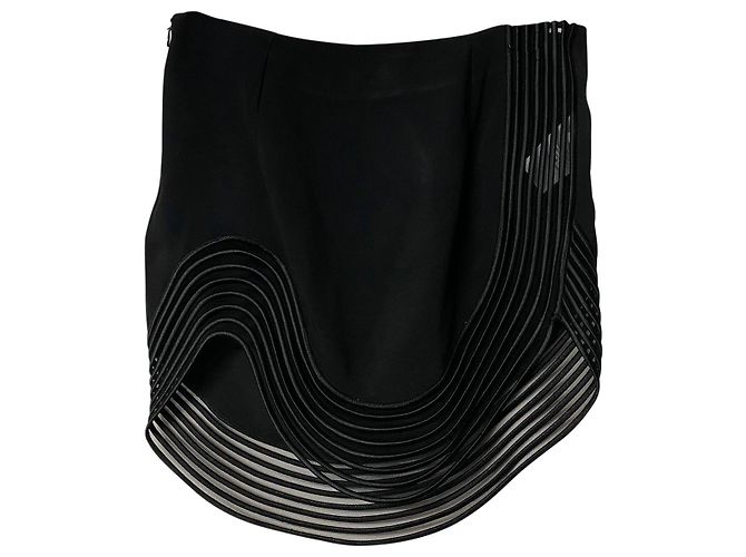 Stella Mc Cartney Stella McCartney Saia Rib Wave Pipe em Seda Artificial Preto - vista 4