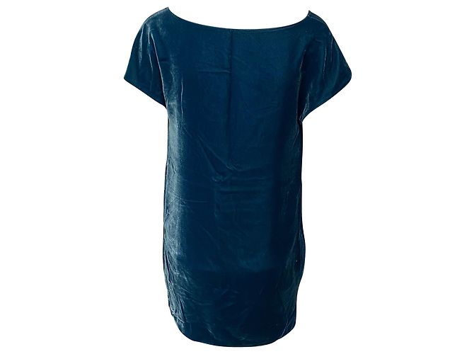 Moschino Samt-Minikleid mit Krawattenknoten in blauer Kunstseide - Ansicht 3