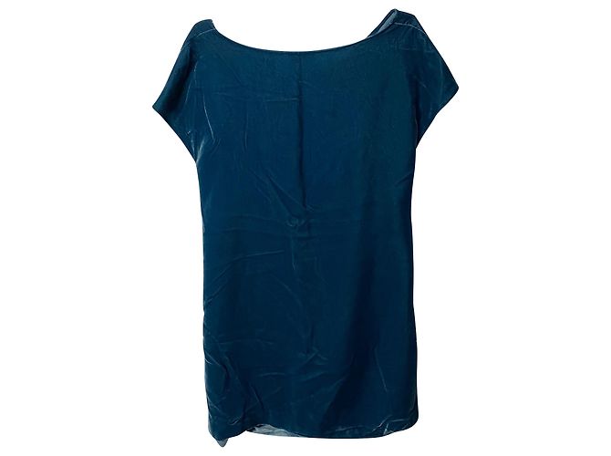 Moschino Samt-Minikleid mit Krawattenknoten in blauer Kunstseide - Ansicht 5