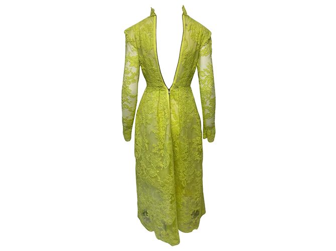 Autre Marque Alex Perry Spitzenkleid mit Schulterpolstern aus gelbem Polyester - Ansicht 2