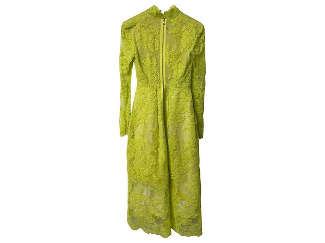 Autre Marque Alex Perry Spitzenkleid mit Schulterpolstern aus gelbem Polyester - Ansicht 3