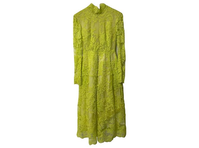Autre Marque Alex Perry Spitzenkleid mit Schulterpolstern aus gelbem Polyester - Ansicht 4