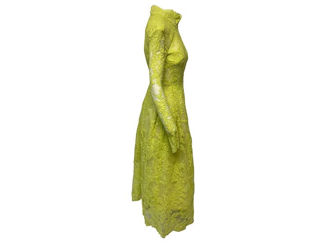 Autre Marque Alex Perry Spitzenkleid mit Schulterpolstern aus gelbem Polyester - Ansicht 5