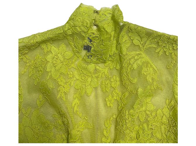 Autre Marque Alex Perry Spitzenkleid mit Schulterpolstern aus gelbem Polyester - Ansicht 6