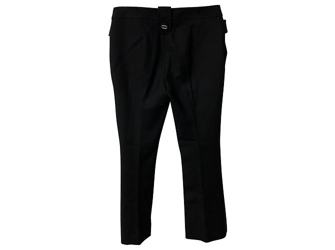 Double Prada gefütterte Knopfhose aus schwarzer Wolle - Ansicht 2