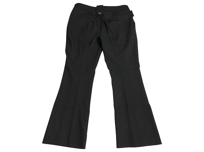 Double Prada gefütterte Knopfhose aus schwarzer Wolle - Ansicht 4