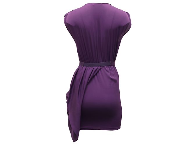 Vestido de bainha assimétrica Alice + Olivia com cinto em seda roxa Roxo - vista 2