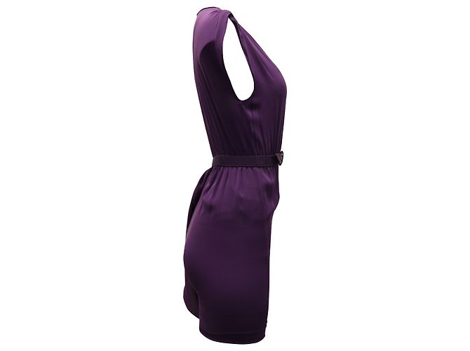 Vestido de bainha assimétrica Alice + Olivia com cinto em seda roxa Roxo - vista 3