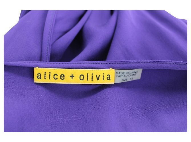 Vestido de bainha assimétrica Alice + Olivia com cinto em seda roxa Roxo - vista 5
