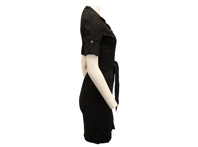 Diane Von Furstenberg Vastago Shirt Dress in Black Cotton - view 3