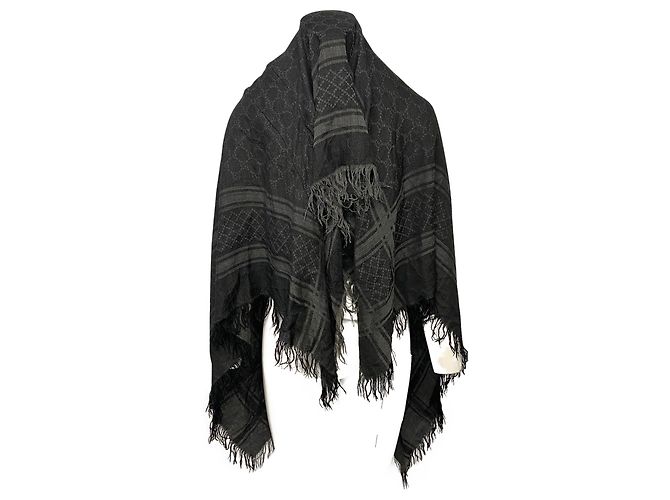 Gucci-Schal mit Felldetail aus grauer Baumwolle - Ansicht 2