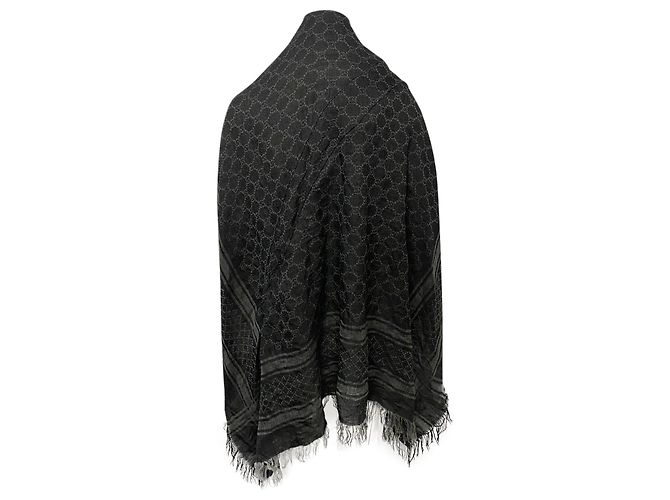 Gucci-Schal mit Felldetail aus grauer Baumwolle - Ansicht 3