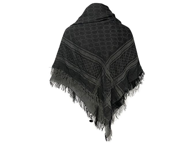 Gucci-Schal mit Felldetail aus grauer Baumwolle - Ansicht 4