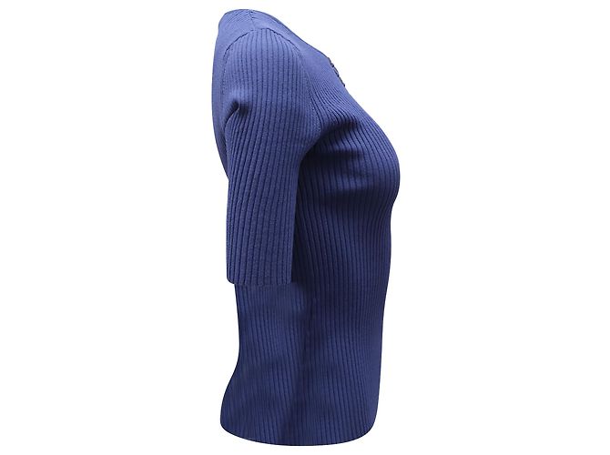 Altuzarra Dory Rippstrickoberteil aus blauer Viskose Marineblau - Ansicht 2