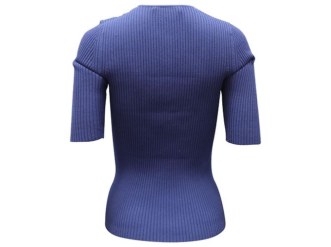 Altuzarra Dory Rippstrickoberteil aus blauer Viskose Marineblau - Ansicht 3