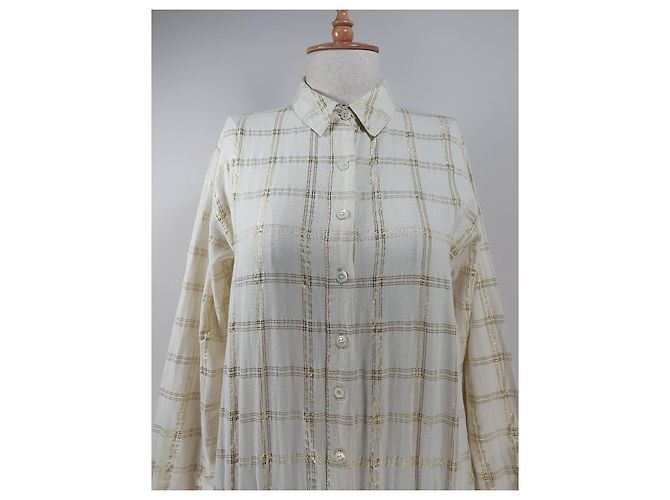 Abito a quadri Natasha Ganni Beige e Oro in Cotone - vista 2