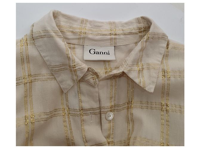 Abito a quadri Natasha Ganni Beige e Oro in Cotone - vista 5