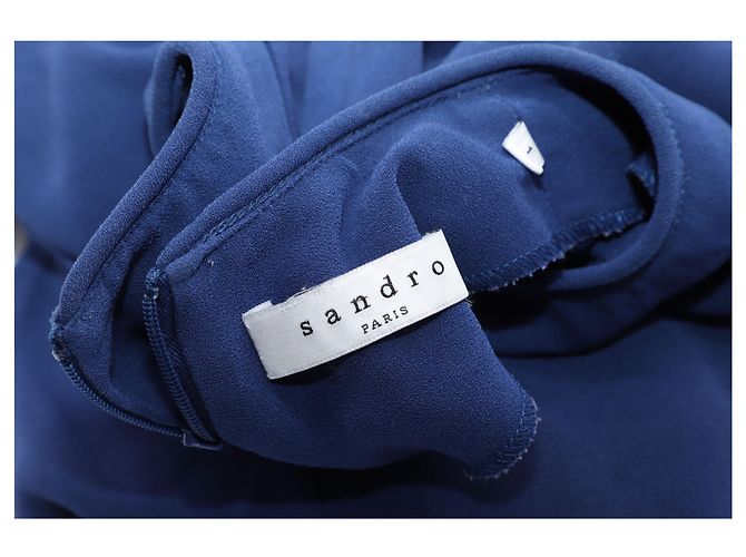Sandro Yoko Abito in Crepe Fluted in Acetato Blu - vista 2