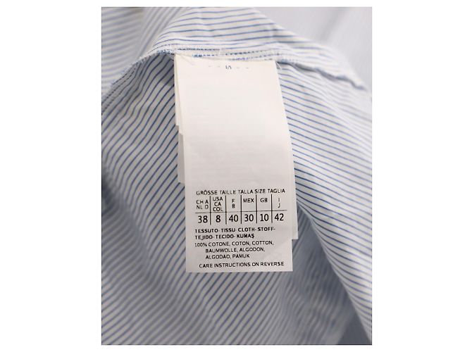 Camisa de rayas finas con bordado de margaritas de Max Mara en algodón azul - vista 5