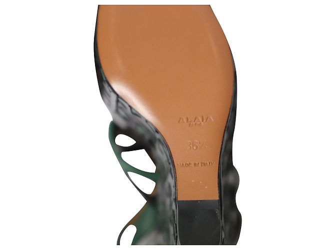 Alaïa Zeppe Alaia a intreccio a canestro tagliate al laser in pelle verde - vista 6