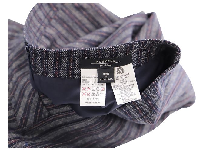Max Mara Maxmara-Rock mit Rüschensaum aus blauer Wolle - Ansicht 3