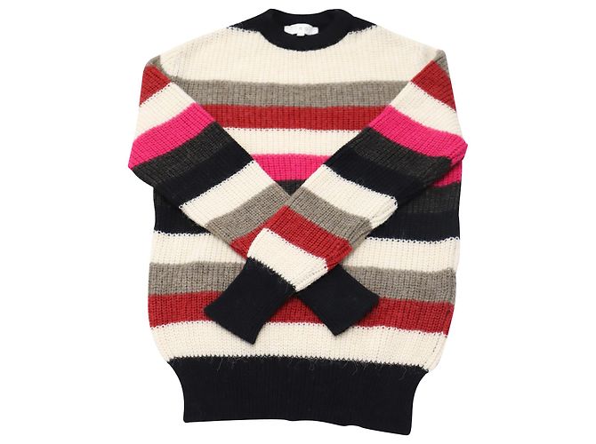 Iro Solal, gerippter, gestreifter kleiner Pullover aus mehrfarbigem Acryl Python drucken - Ansicht 3