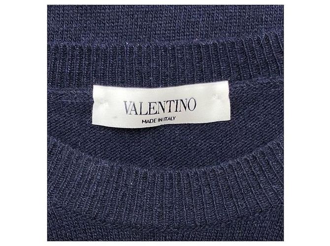 Valentino pull em lã marinha e caxemira com âncora e coração - vista 4