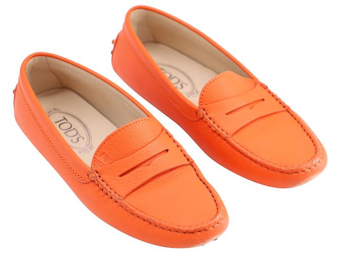 Tod's Mocassino Tods Gommino in Pelle Arancio - vista 5