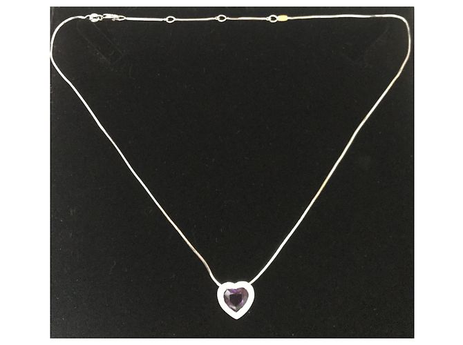 Autre Marque Collana Recarlo con Pendente Cuore di Ametista e Diamanti Oro Bianco - vista 5