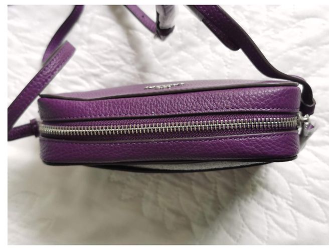 Mini borsa camera Coach in pelle ametista scuro Porpora Silver hardware Viola scuro - vista 10