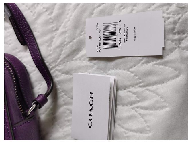 Mini borsa camera Coach in pelle ametista scuro Porpora Silver hardware Viola scuro - vista 11
