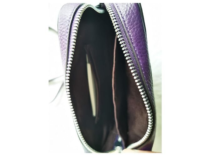 Mini borsa camera Coach in pelle ametista scuro Porpora Silver hardware Viola scuro - vista 13