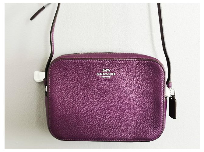 Mini borsa camera Coach in pelle ametista scuro Porpora Silver hardware Viola scuro - vista 14