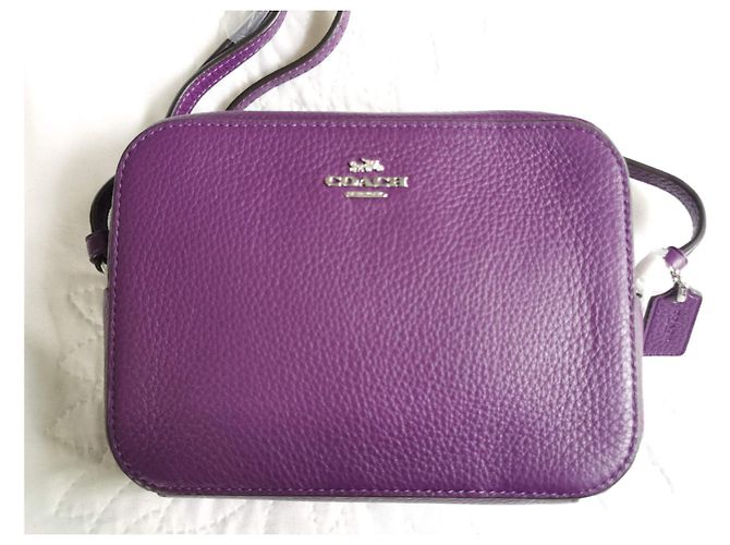 Mini borsa camera Coach in pelle ametista scuro Porpora Silver hardware Viola scuro - vista 2