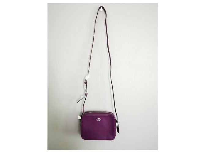 Mini borsa camera Coach in pelle ametista scuro Porpora Silver hardware Viola scuro - vista 3