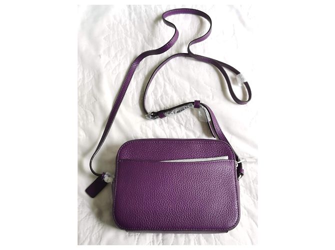 Mini borsa camera Coach in pelle ametista scuro Porpora Silver hardware Viola scuro - vista 4