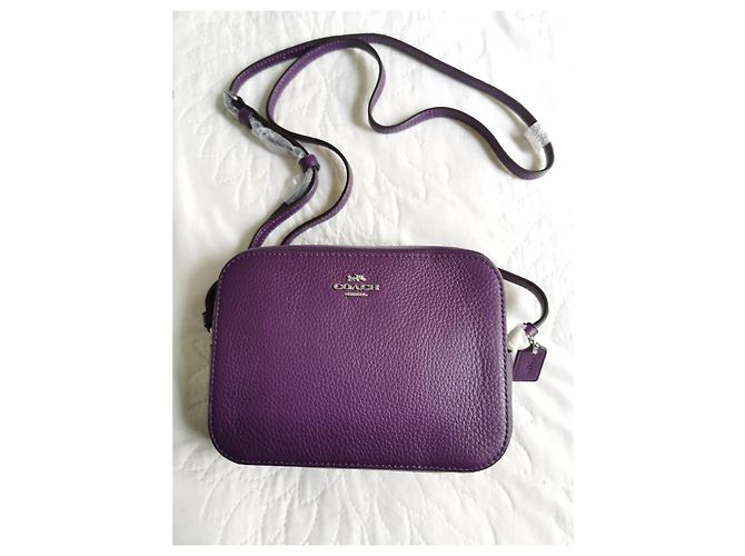 Mini borsa camera Coach in pelle ametista scuro Porpora Silver hardware Viola scuro - vista 5
